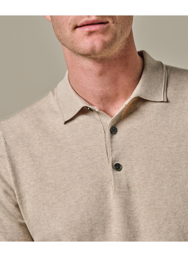 Profuomo polo korte mouw gebreid beige