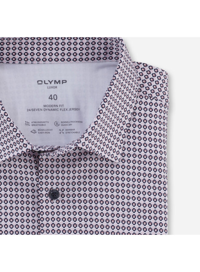 Olymp overhemd flex jersey modern fit print roze
