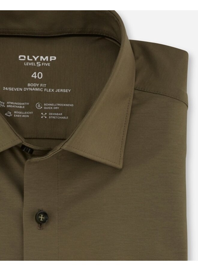 Olymp overhemd Level 5 flex jersey groen