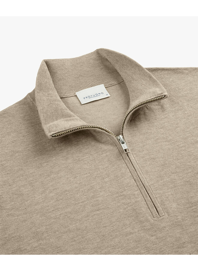 Profuomo half zip luxury basic pullover beige