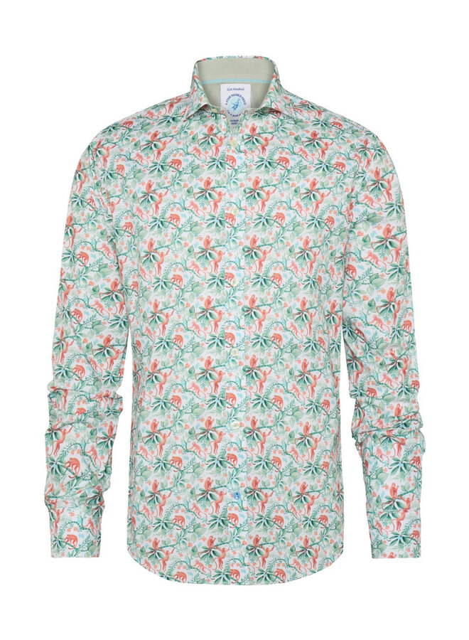A Fish named Fred Monkey print shirt lange mouw groen