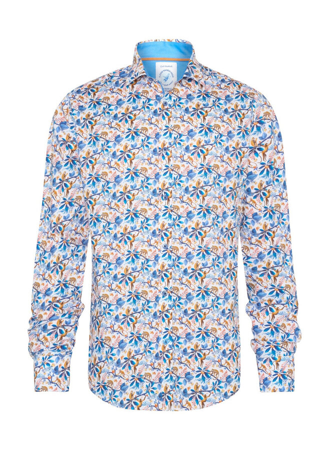 A Fish Named Fred A Fish named Fred Monkey print shirt lange mouw kobalt