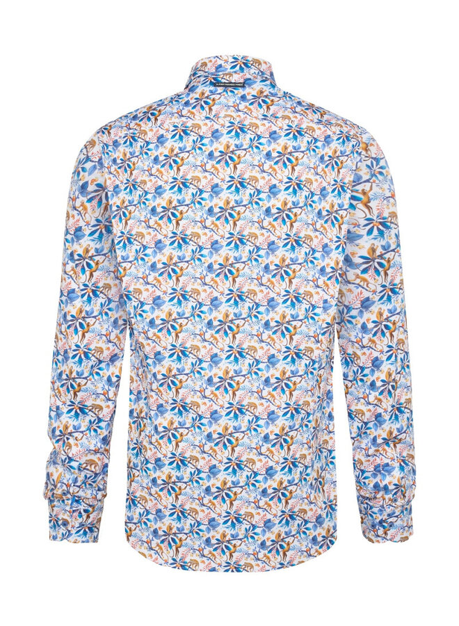A Fish named Fred Monkey print shirt lange mouw kobalt