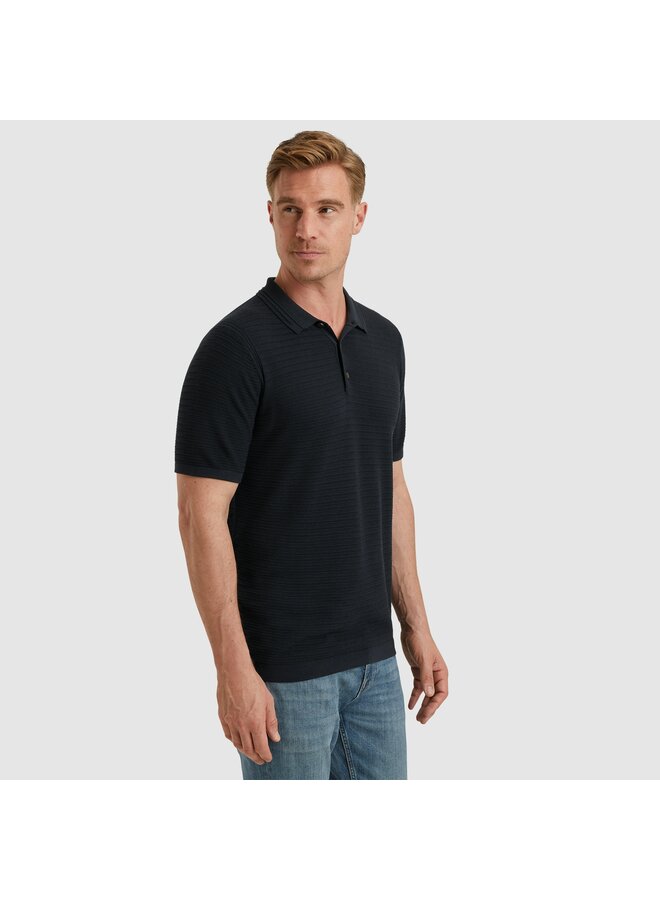 Vanguard polo korte mouw gebreid structuur navy