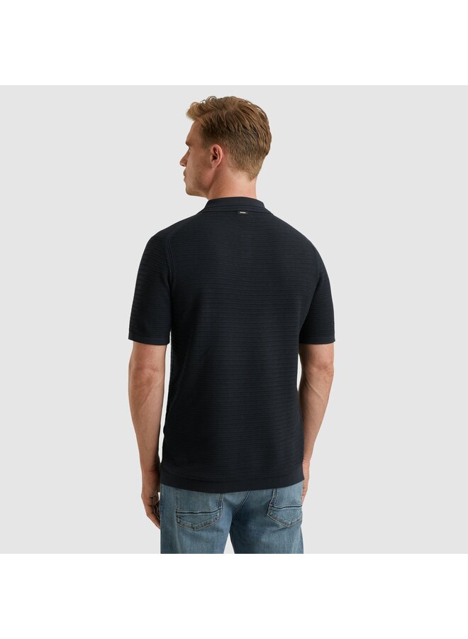 Vanguard polo korte mouw gebreid structuur navy