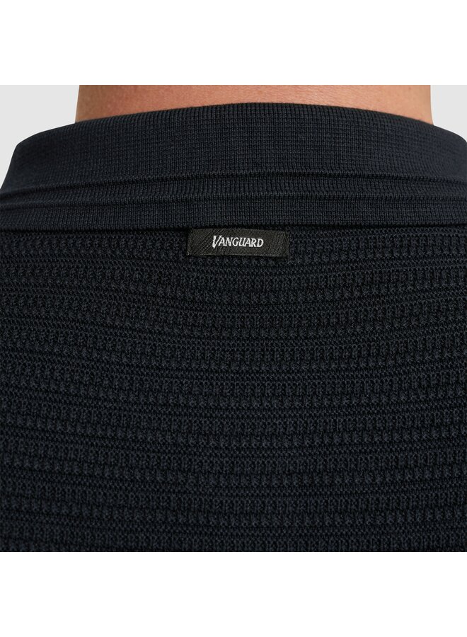 Vanguard polo korte mouw gebreid structuur navy
