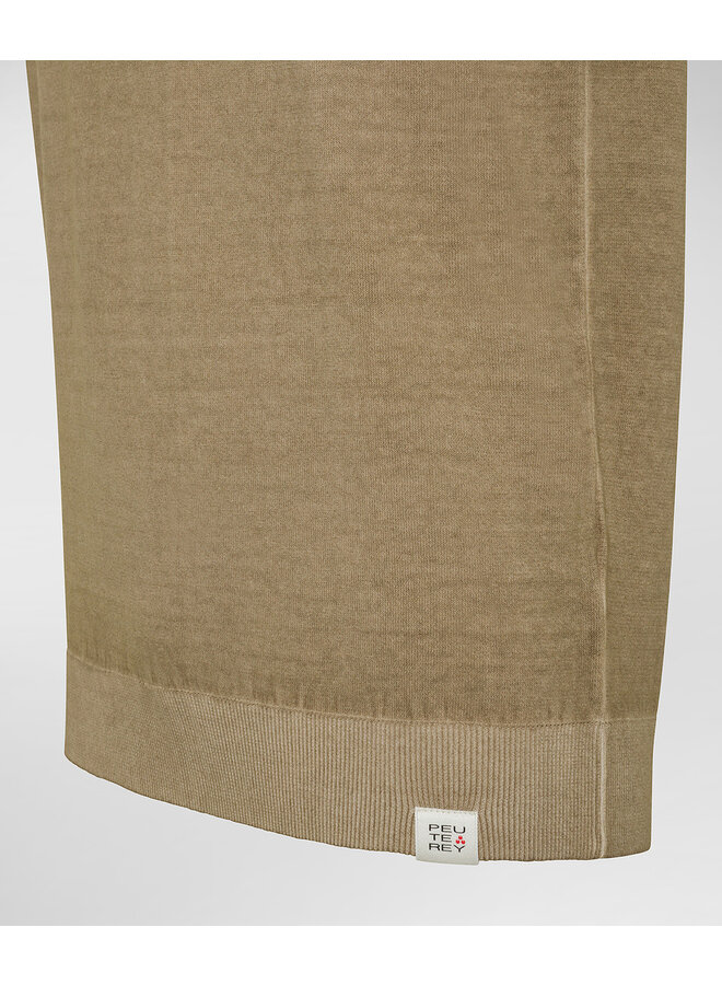 Peuterey garment-dyed cotton kni polo korte mouw beige