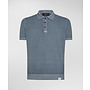 Peuterey garment-dyed cotton kni polo korte mouw blue