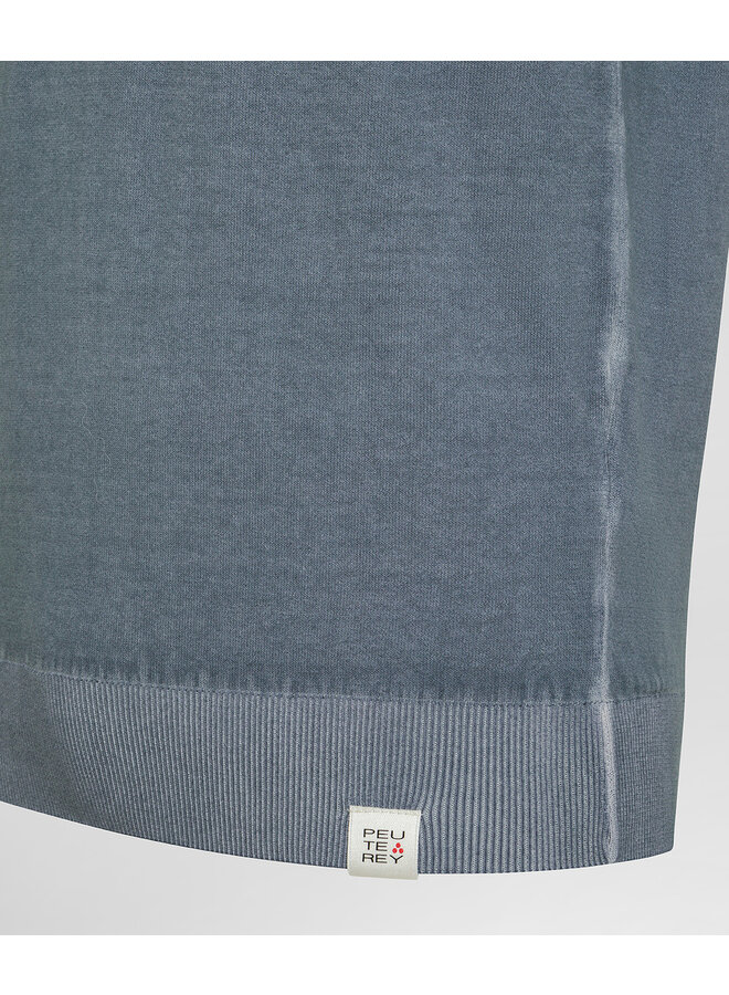 Peuterey garment-dyed cotton kni polo korte mouw blue