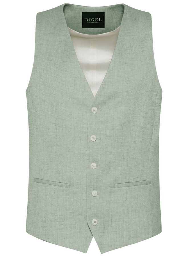 Digel soft linnen stretch gilet licht groen
