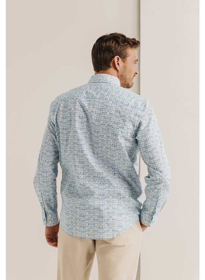 State of Art shirt lange mouw print blue