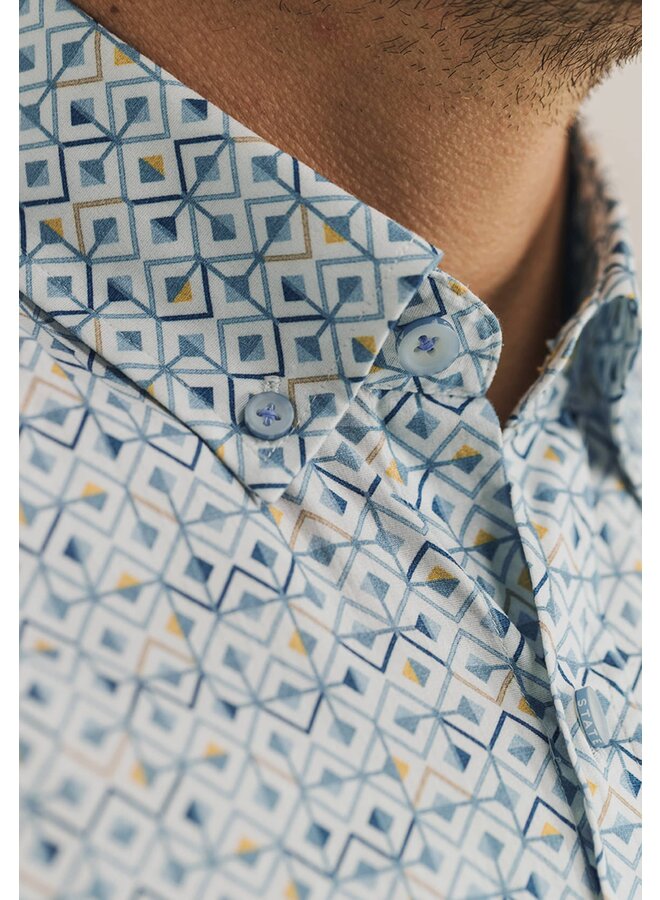 State of Art shirt lange mouw print blue