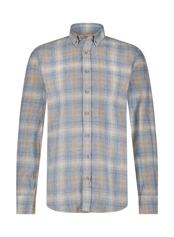 State of Art shirt lange mouw ruit linnen