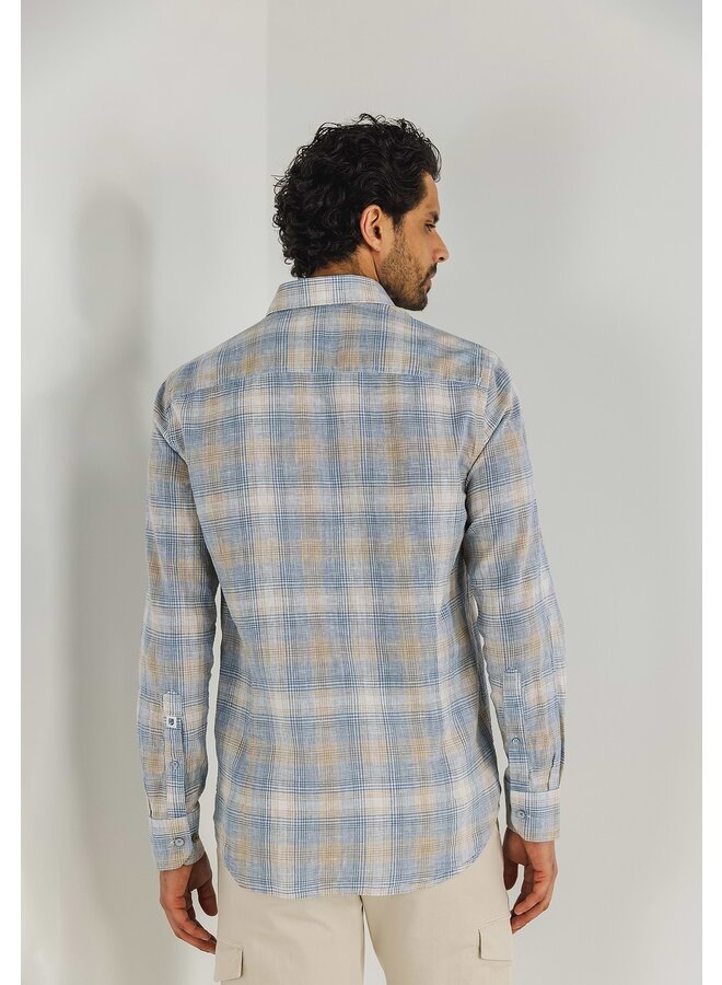 State of Art shirt lange mouw ruit linnen