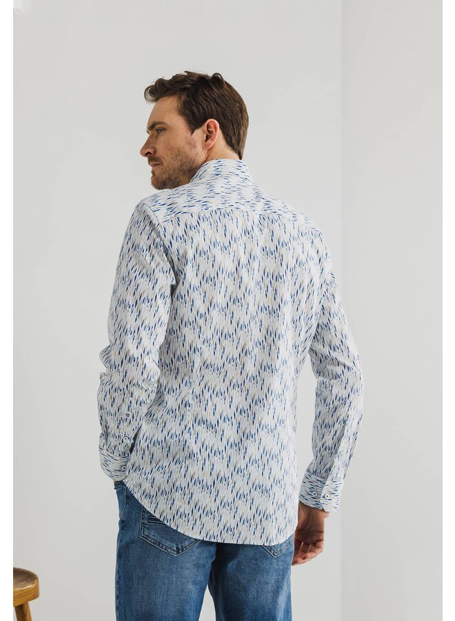 State of Art shirt lange mouw print blue beige