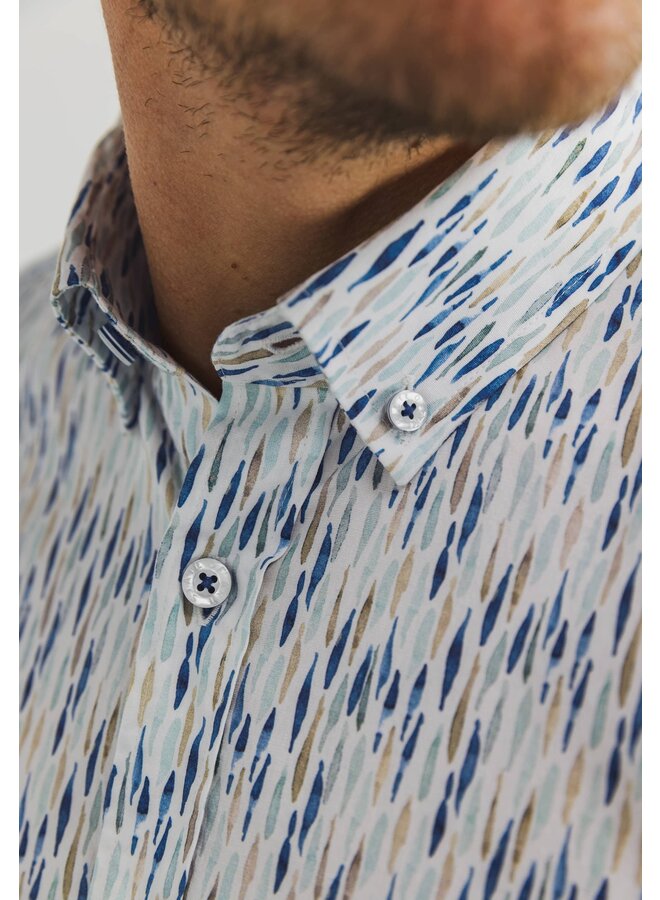 State of Art shirt lange mouw print blue beige