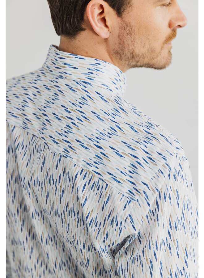 State of Art shirt lange mouw print blue beige