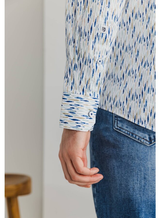 State of Art shirt lange mouw print blue beige