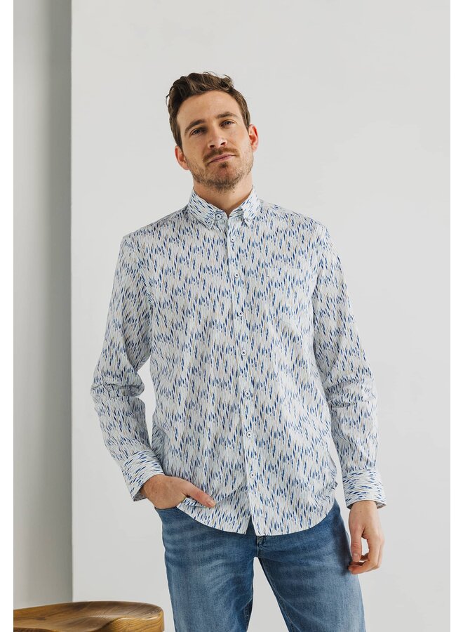 State of Art shirt lange mouw print blue beige