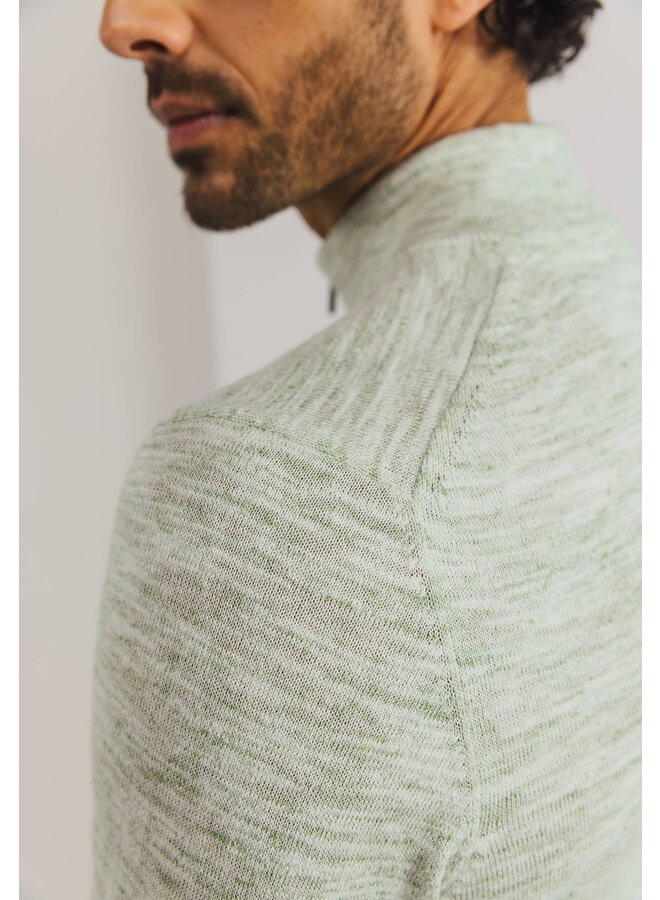 State of Art trui met half zip licht groen