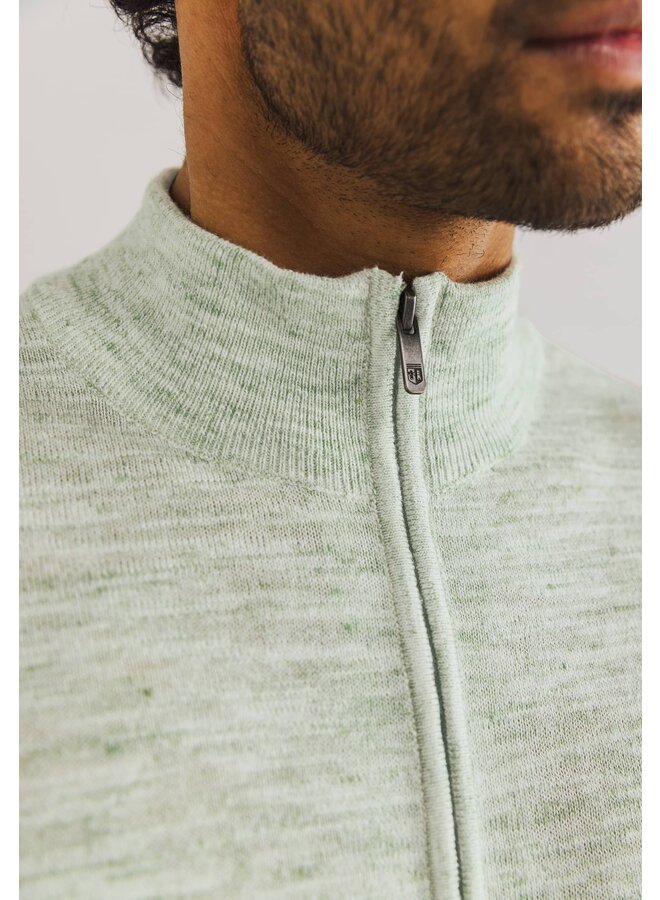 State of Art trui met half zip licht groen