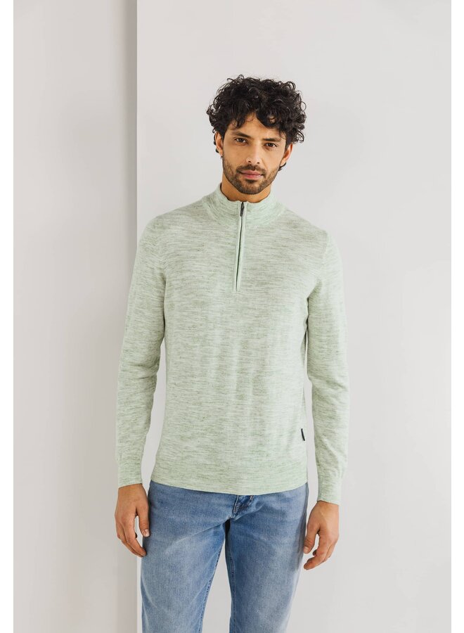 State of Art trui met half zip licht groen