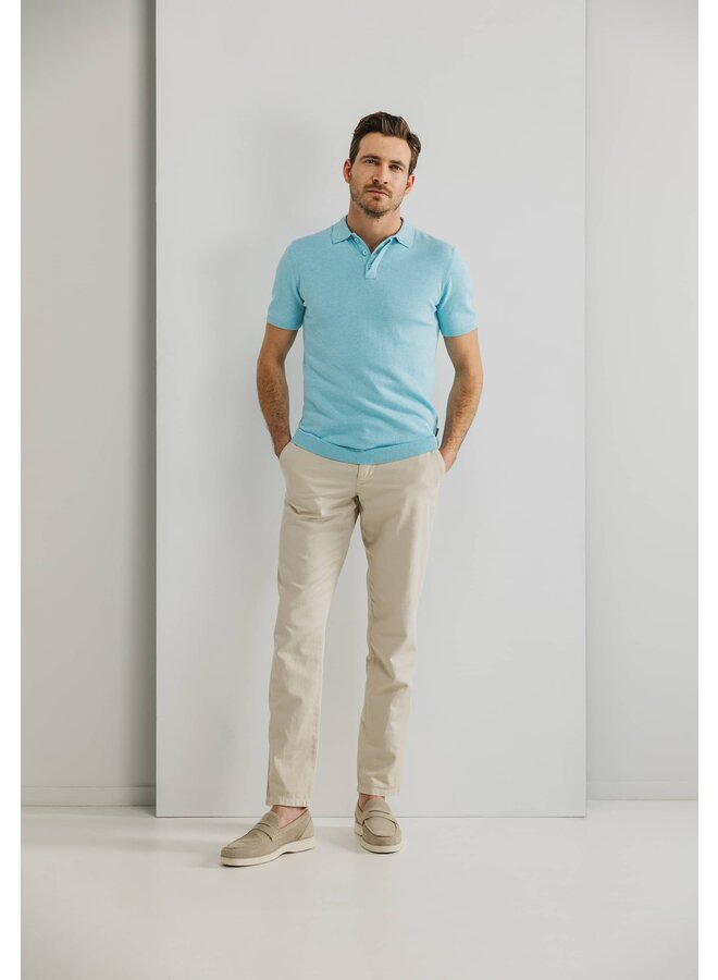 State of Art polo korte mouw gebreid aqua