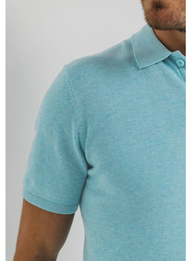 State of Art polo korte mouw gebreid aqua