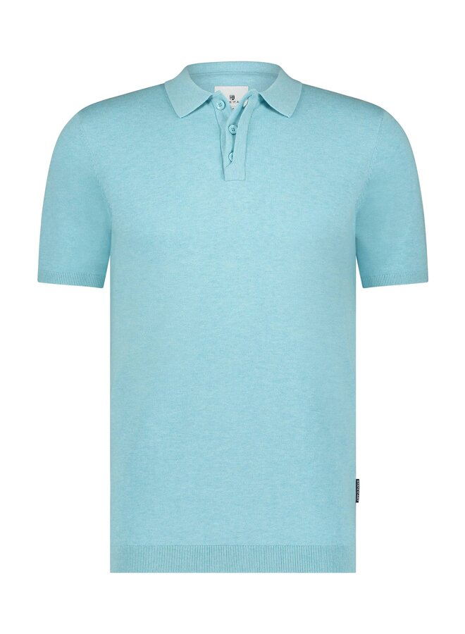 State of Art polo korte mouw gebreid aqua