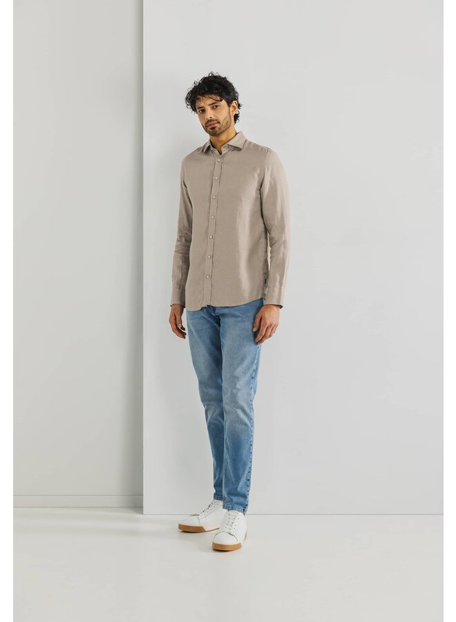 State of Art shirt lange mouw linnen beige