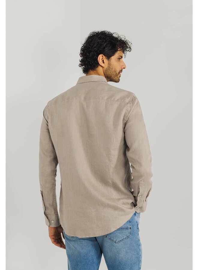 State of Art shirt lange mouw linnen beige