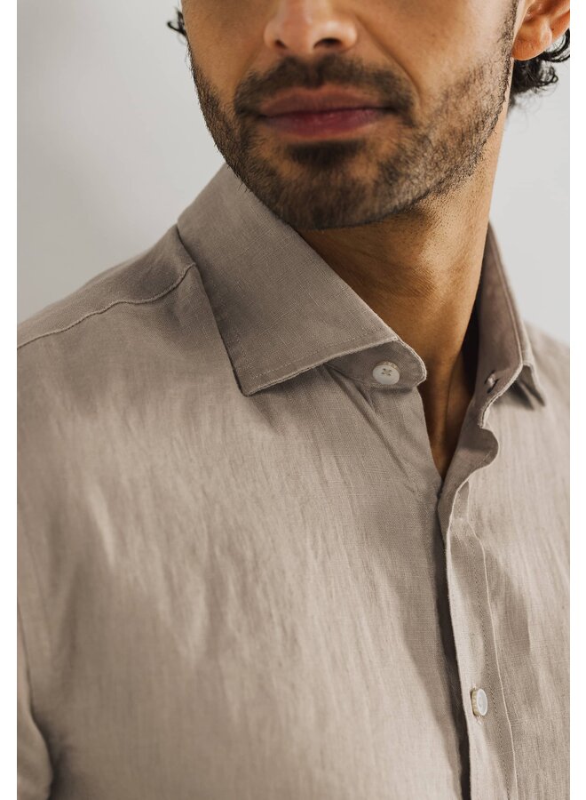 State of Art shirt lange mouw linnen beige