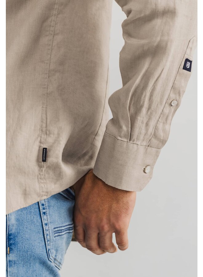 State of Art shirt lange mouw linnen beige