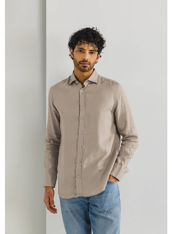 State of Art shirt lange mouw linnen beige