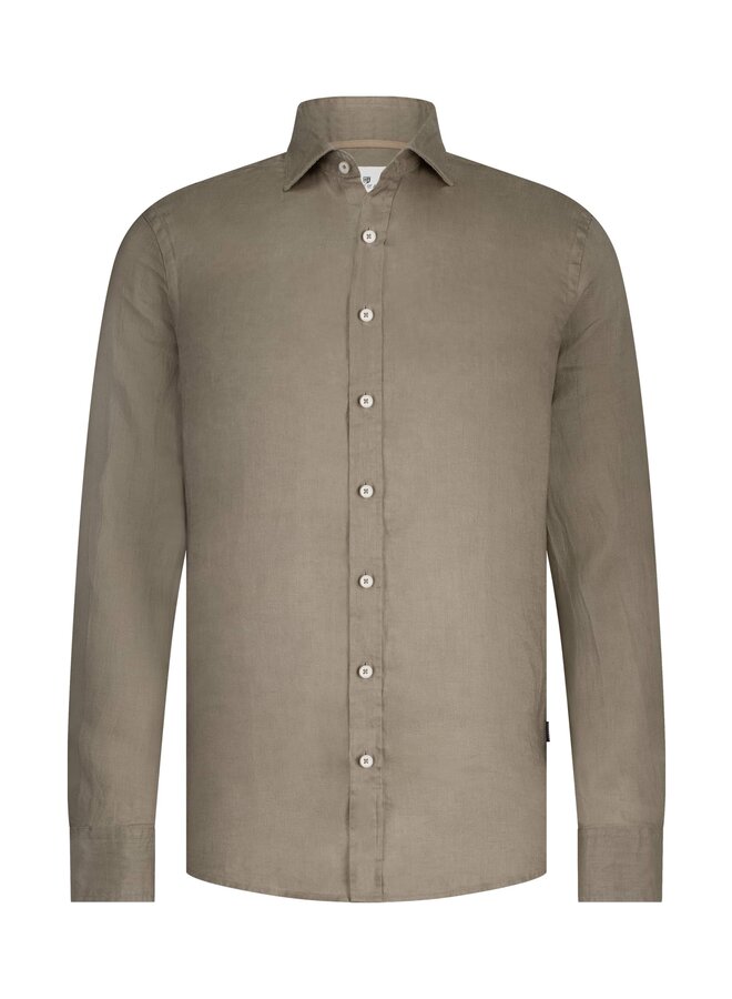 State of Art overhemd lange mouw linnen khaki