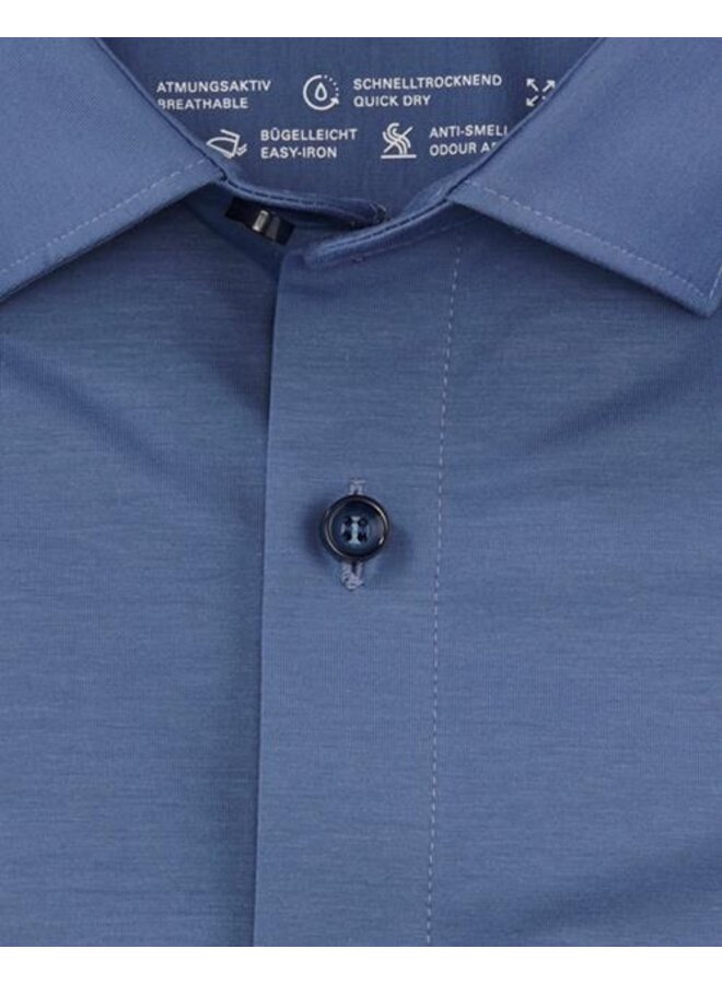 Olymp overhemd Level 5 flex jersey jeansblauw