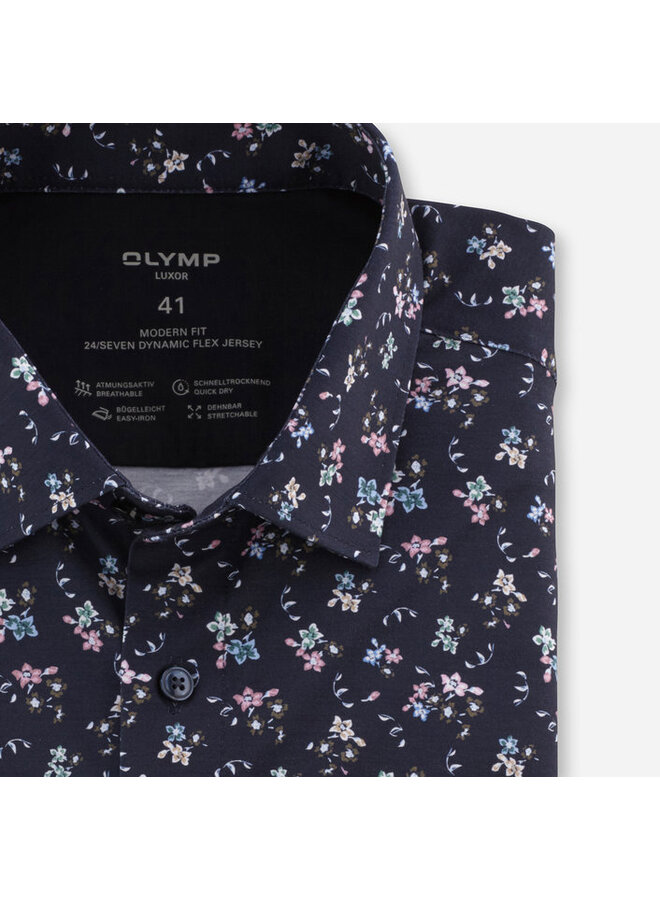 Olymp overhemd 24/seven flex jersey modernfit bloemprint