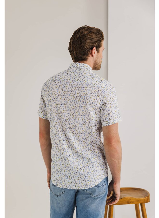 State of Art overhemd korte mouw bloemprint blue