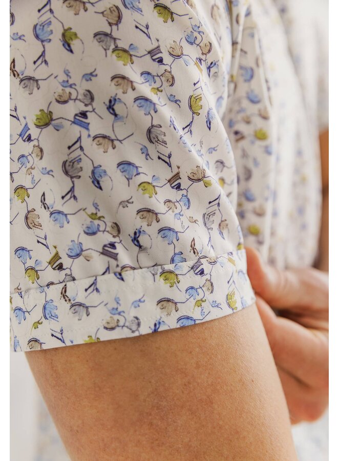 State of Art overhemd korte mouw bloemprint blue