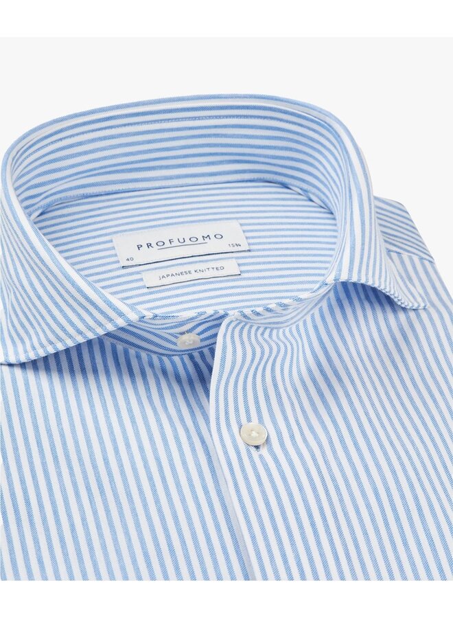 Profuomo overhemd japanese knitted streep blue