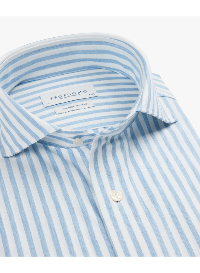 Profuomo Japanese knitted shirt streep blauw