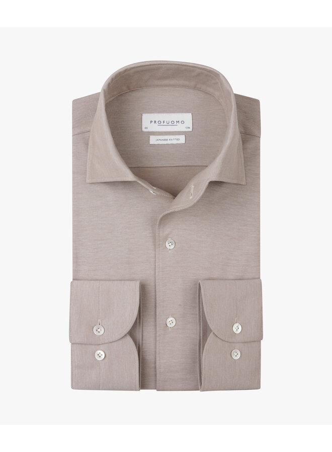 Profuomo Japanese knitted one piece collar shirt beige