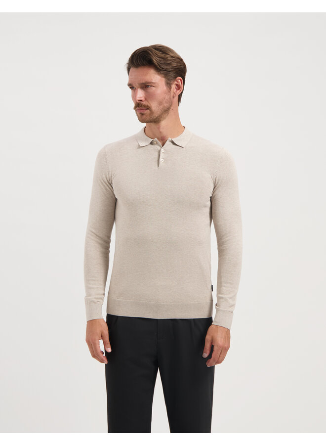 Saint Steve Berend polo lange mouw Sand melange