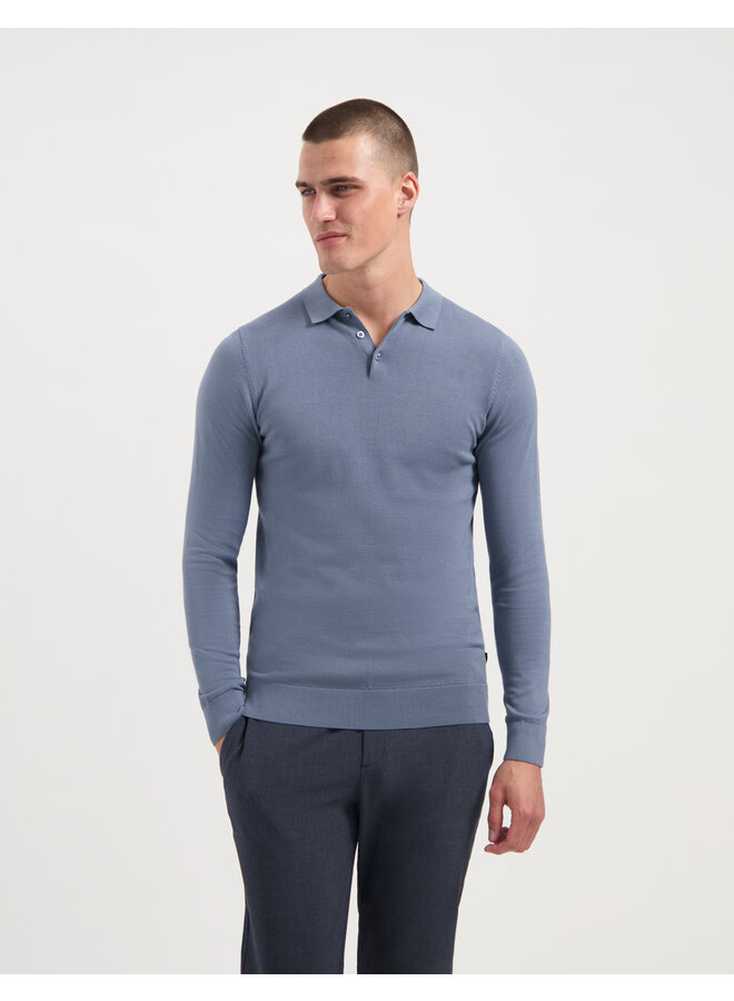 Saint Steve Berend polo lange mouw Country Blue