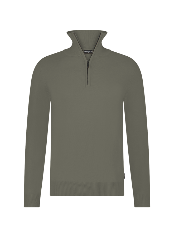 Saint Steve Cas half zip pullover Light Army