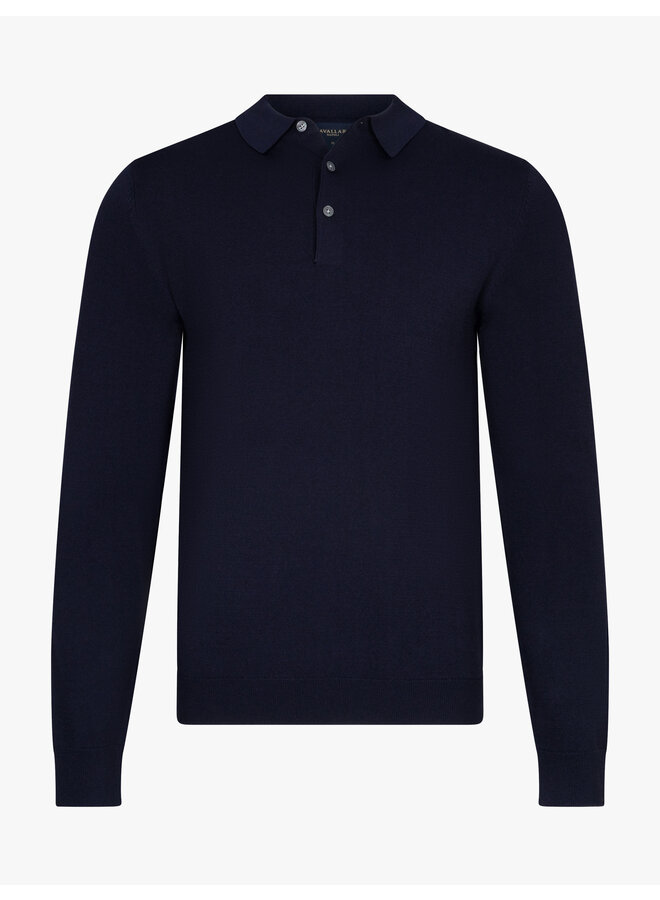 Cavallaro polo lange mouw Milacio dark blue