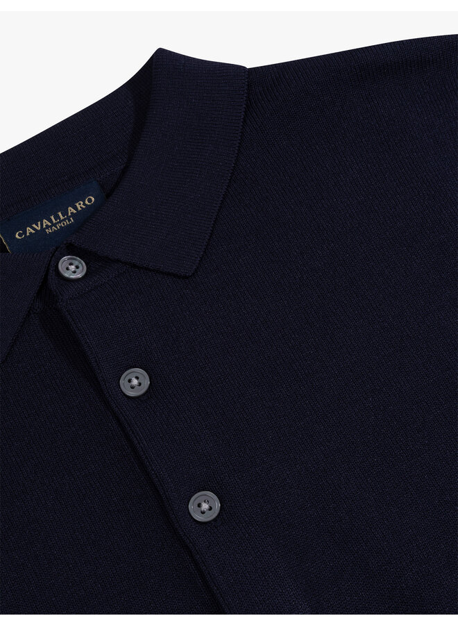 Cavallaro polo lange mouw Milacio dark blue