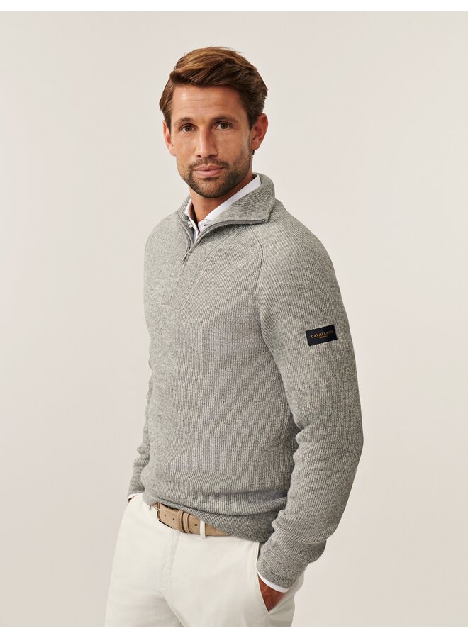 Cavallaro Corsico half zip pullover mid grey