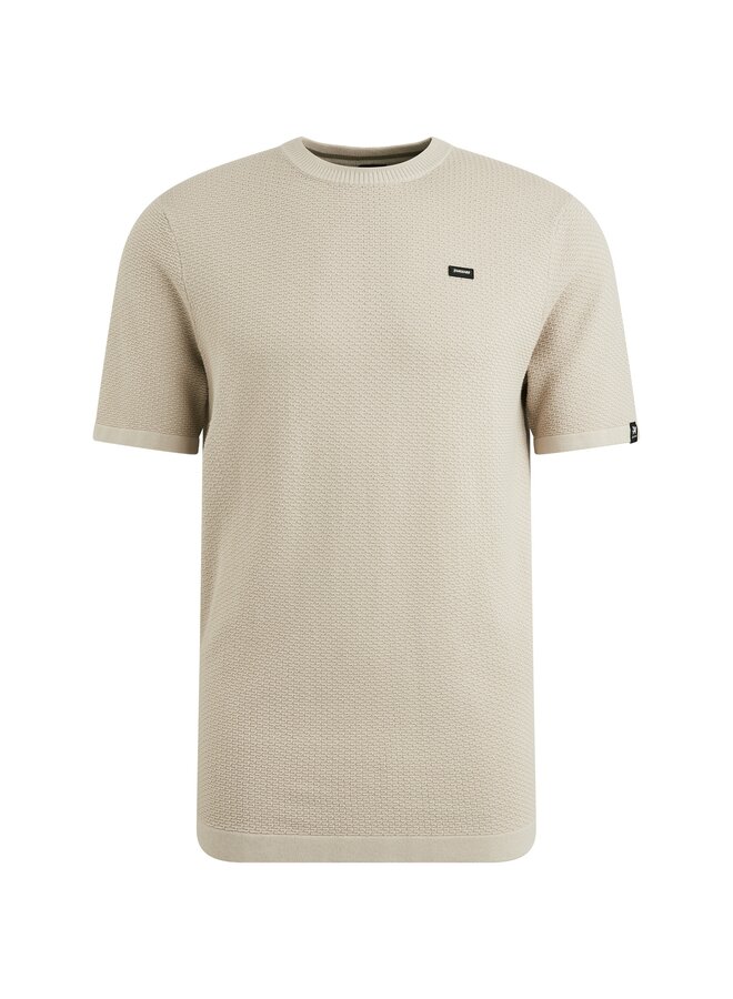 Vanguard structuur t-shirt korte mouw taupe