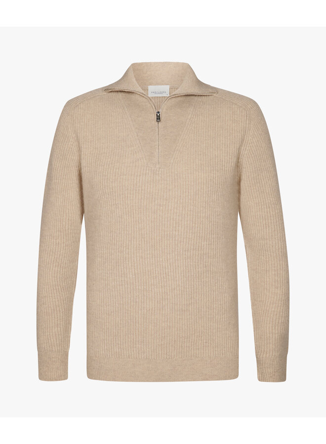 Profuomo halfzip pullover wol beige